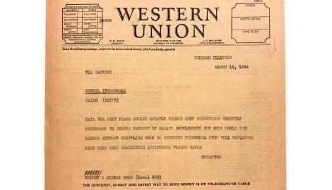 Western Union Telegram from March 15, 1934