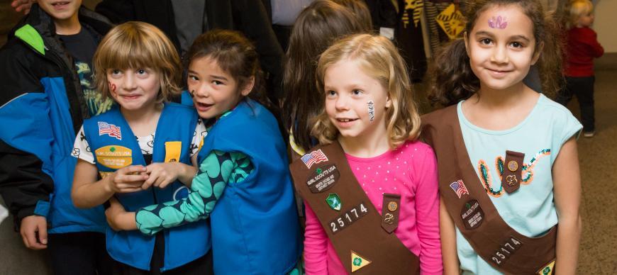 Image: Girl Scouts at Mummies Night, the OI's annual family Halloween party.